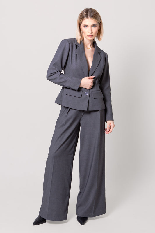 High-Waisted Wide-Leg Tailored Trousers