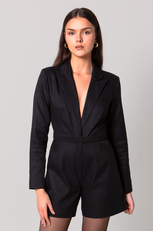 Black Tailored Jumpsuit with Belt