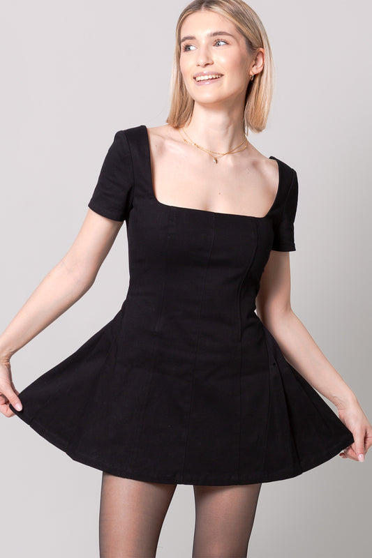 Fit-and-Flare Mini Dress with Hidden Shorts