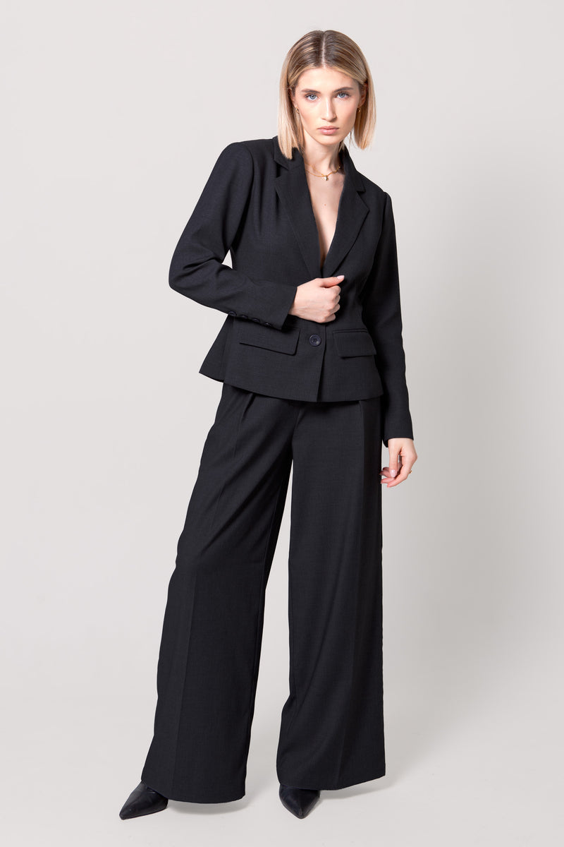 High-Waisted Wide-Leg Tailored Trousers