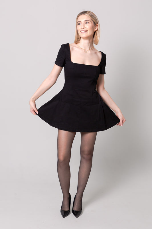 Fit-and-Flare Mini Dress with Hidden Shorts