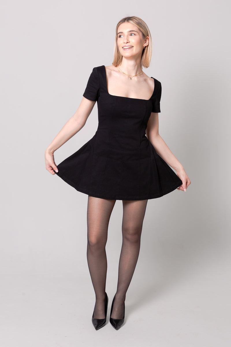 Fit-and-Flare Mini Dress with Hidden Shorts